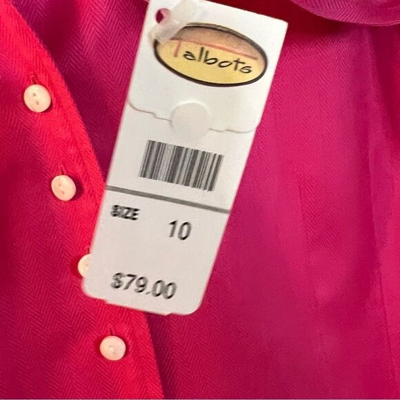 NWT Talbots Blouse Wrinkle Resistant Stretch Size 10 Hot Pink Button Front - Picture 6 of 7